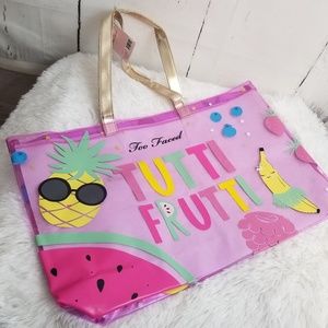 NWT too faced cosmetics tutti frutti beach bag